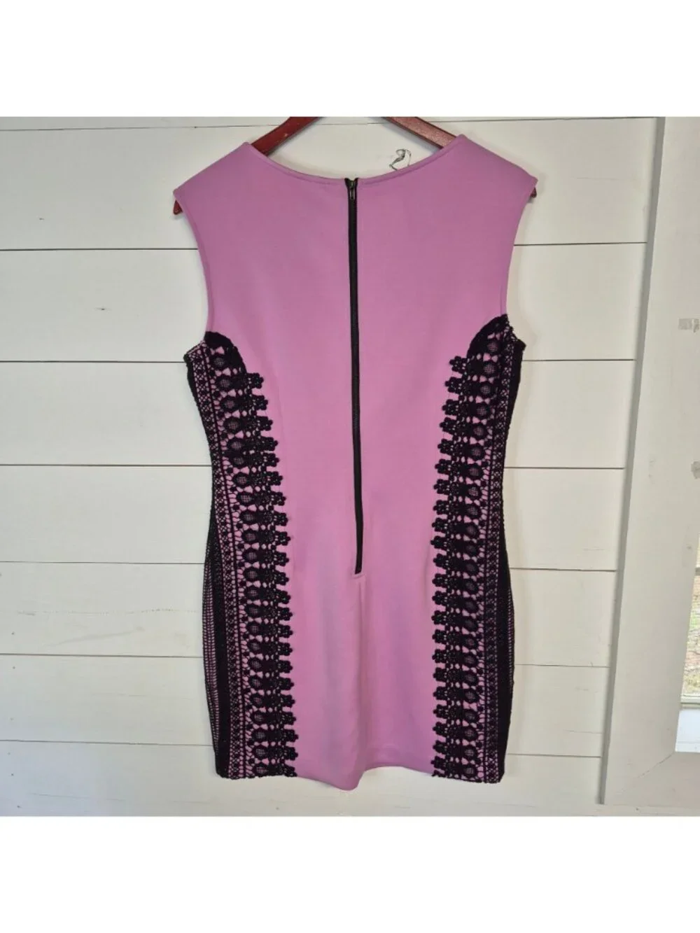 Moon Collection Women's Sleeveless Pink & Black Lace Panel Sheath Dress Size L - Picture 6 of 7